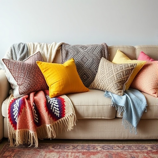 Sofa with throws and pillows
