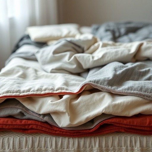 layered bed with different textiles