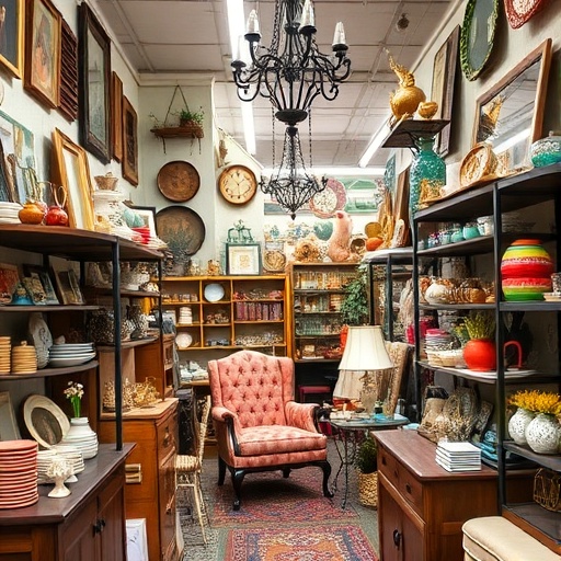 vintage decor items in a thrift store