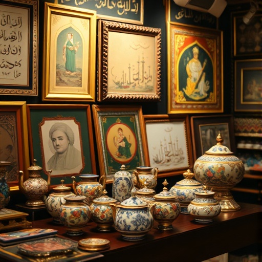 Traditional Iranian art display