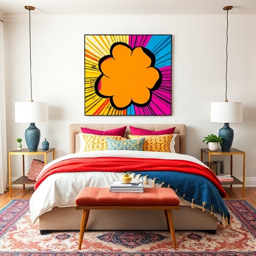 bedroom with pop art decor