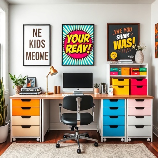 home office with pop art decor
