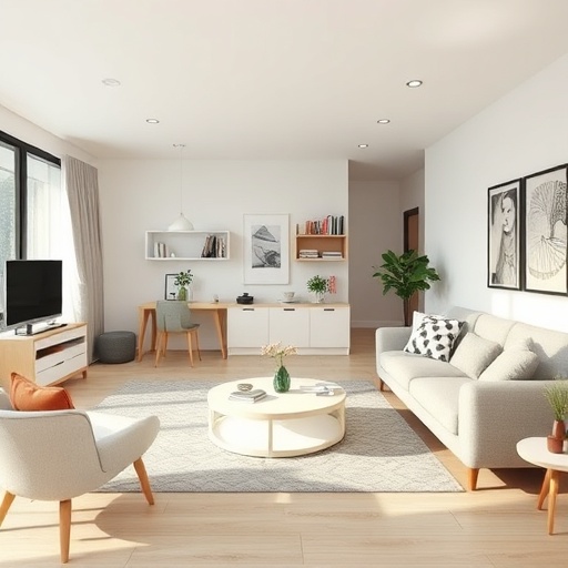 living room with distinct zones