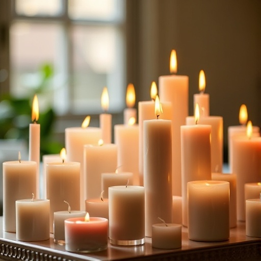 various pillar candles on a table