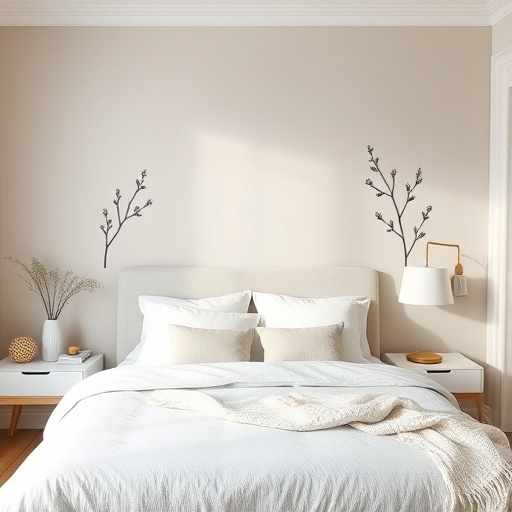 bedroom with calming decor decals