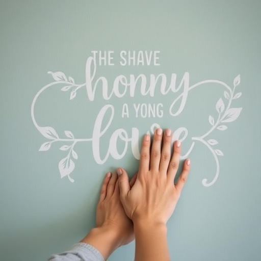 applying vinyl decal on wall