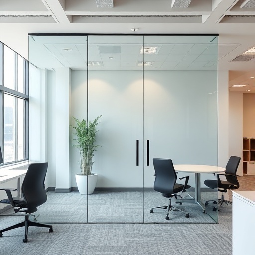 glass Rentry divider in an office