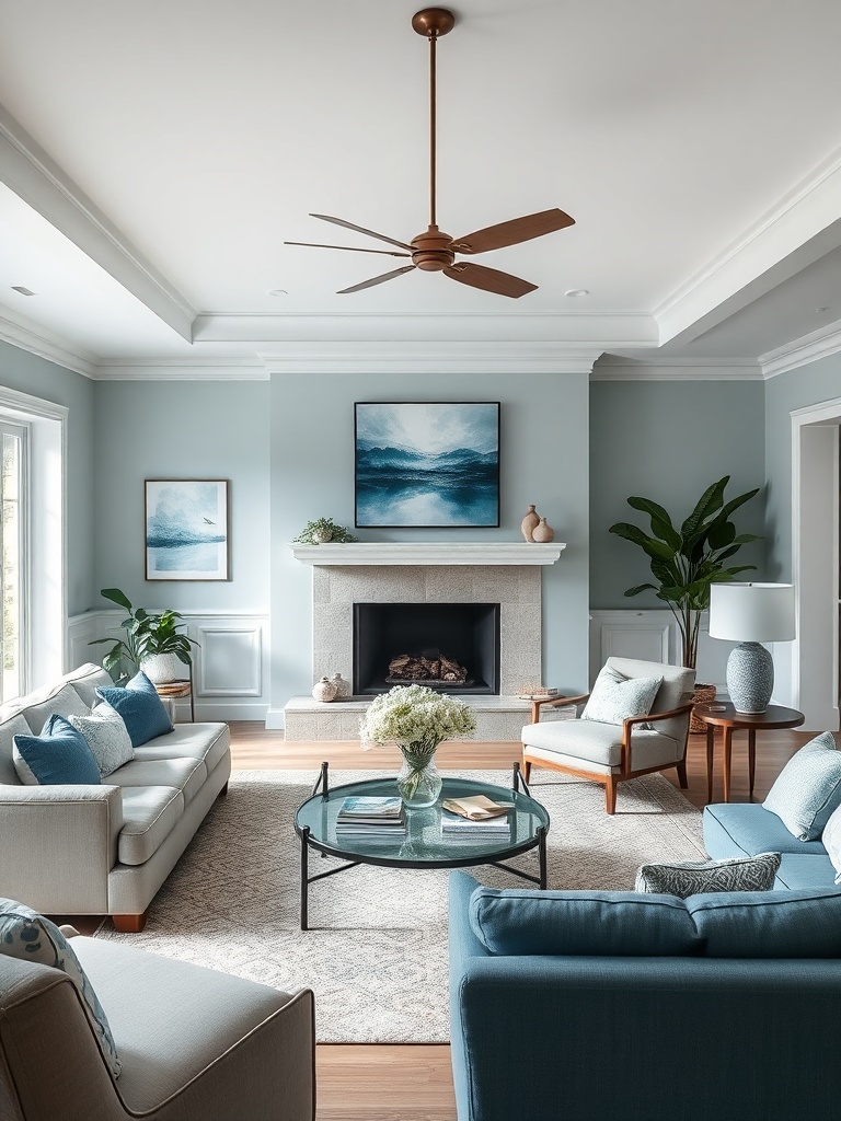 living room with ocean color palette
