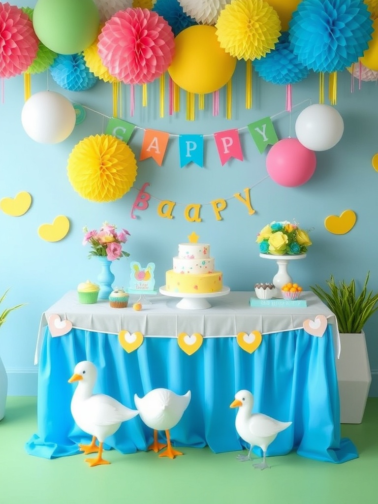 Colorful Silly Goose baby shower decorations