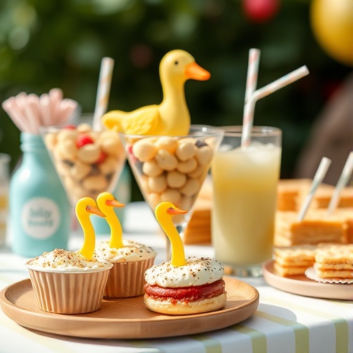 Themed snacks and drinks for Silly Goose baby shower