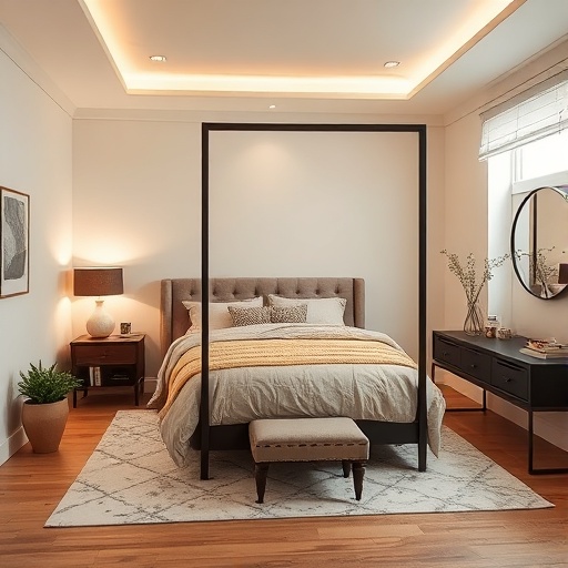 bedroom with a room divider for privacy