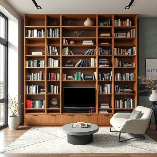 bookshelf serving as a room divider