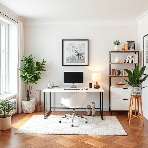 home office with a room divider