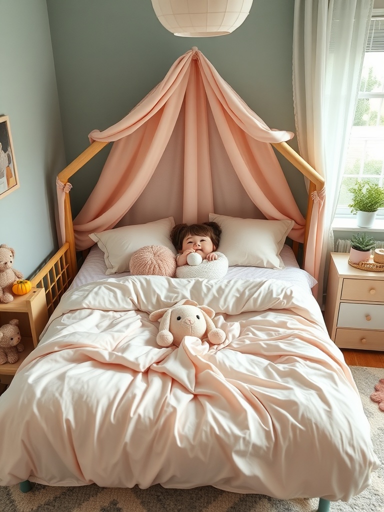 Cozy big little bed in a child's room