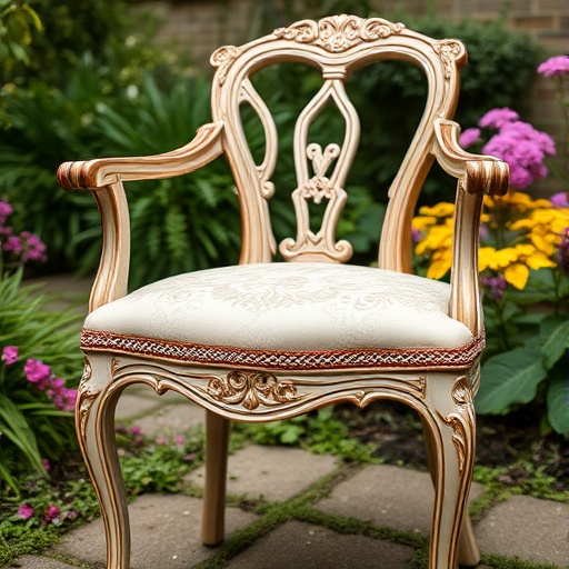 restored antique chair in a garden