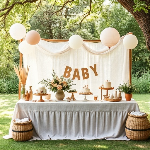 outdoor baby shower decor with nature